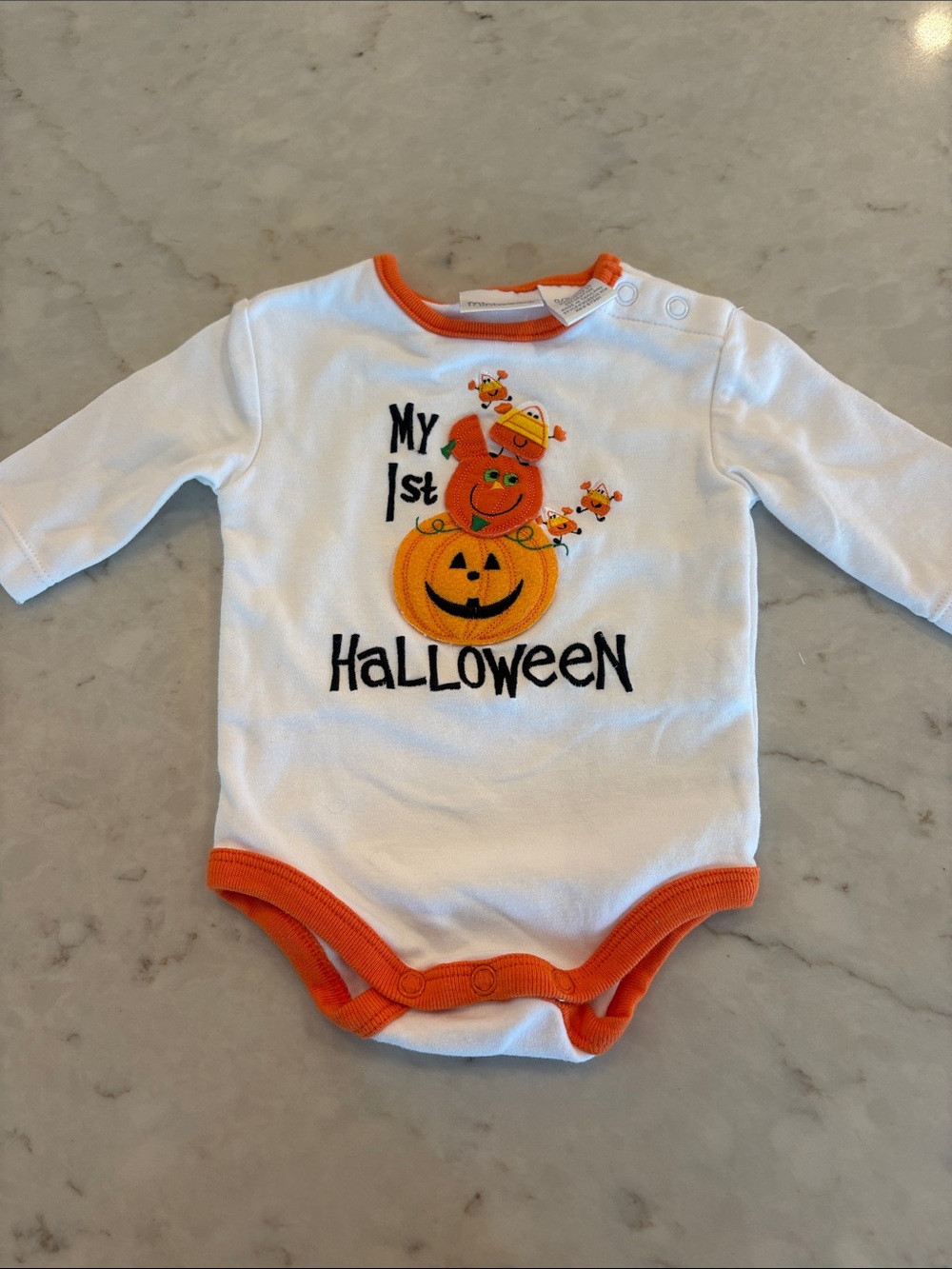 miniwear White & Orange "My 1st Halloween" Baby Bodysuit